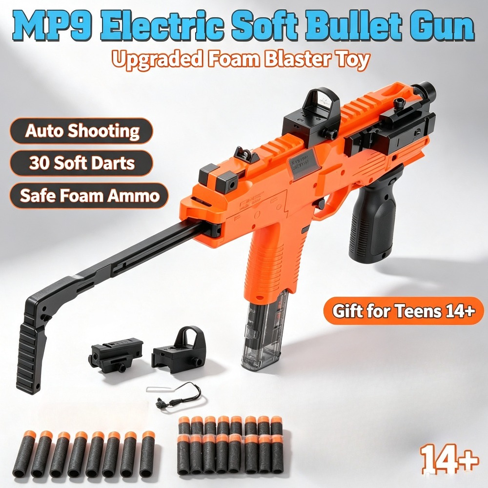 Foam Dart Gun - Elektryczny pistolet zabawkowy MP9, blaster na