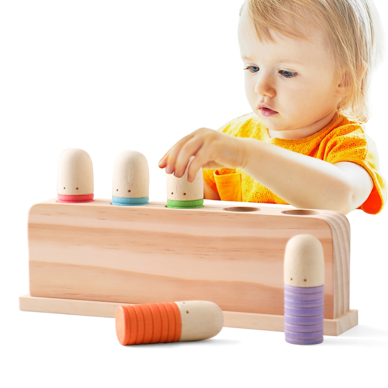 Wooden Blocks Stacking - Zabawki Montessori dziecko drewniane podskakujące rozpoznawanie