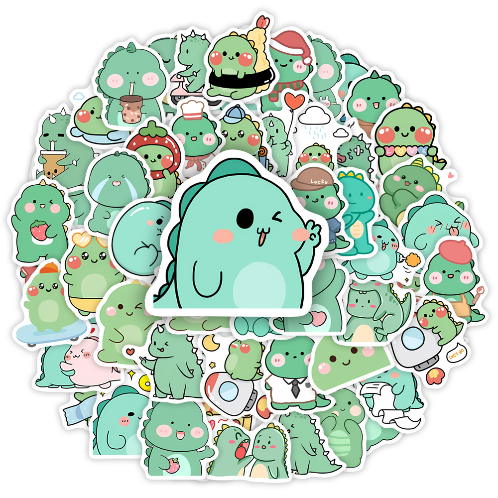 Kids Toys Laptop - Cartoon zielony dinozaur naklejki zabawa DIY