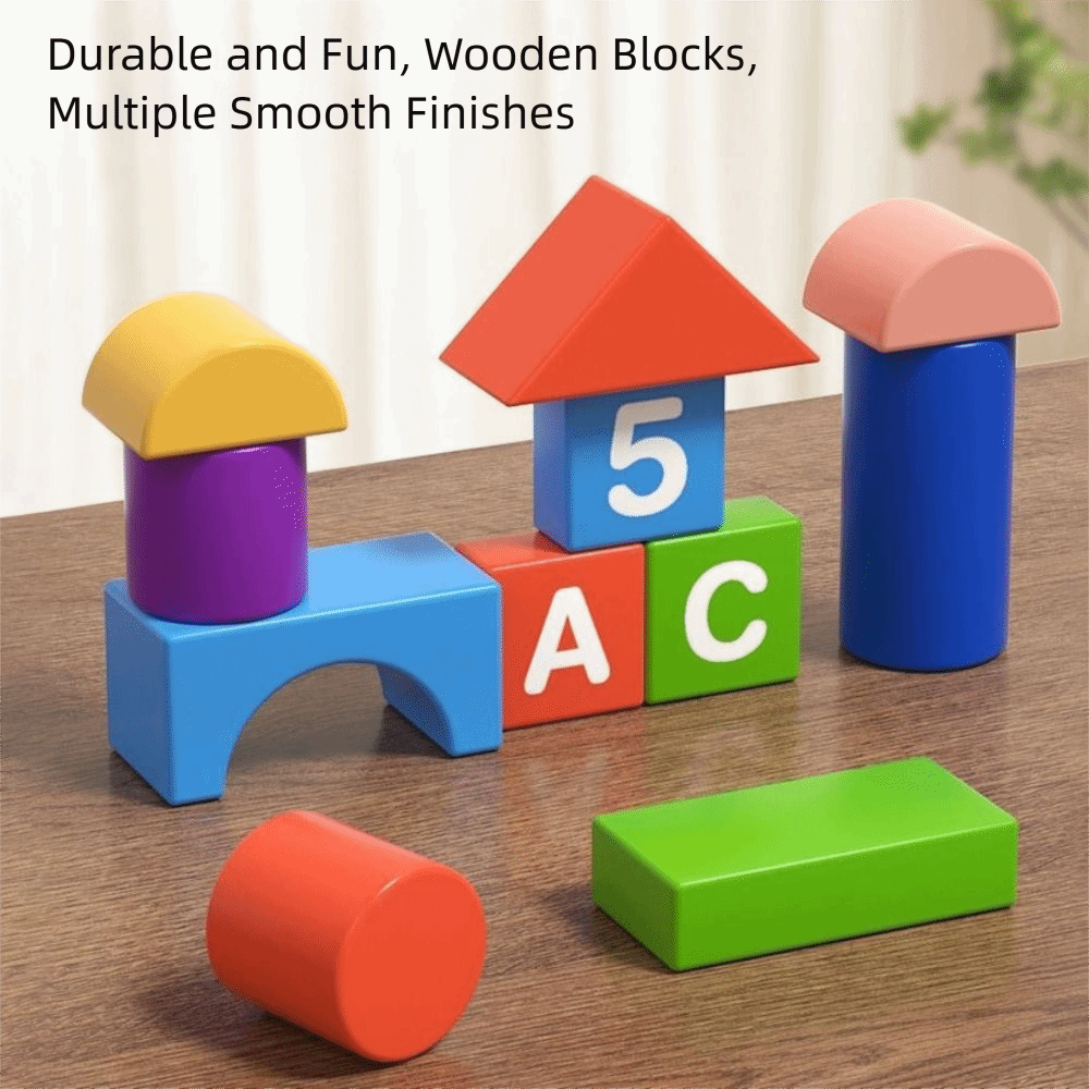 Wooden Blocks Stacking - Drewniane klocki do budowania, wczesna edukacja,