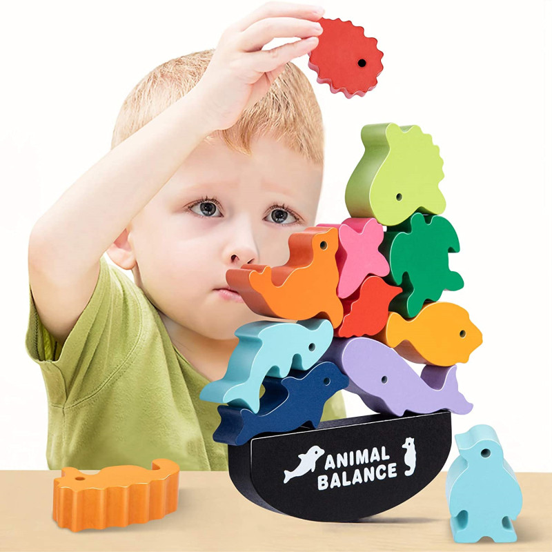 Wooden Blocks Stacking - Nowe dzieci Montessori drewniane klocki do