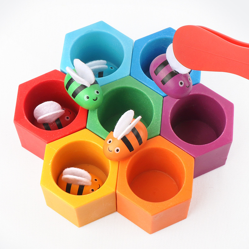 Wooden Blocks Stacking - Gry planszowe z motywem pszczół, edukacyjne