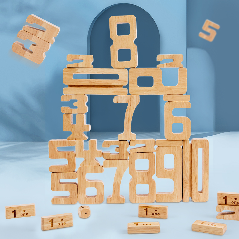Wooden Blocks Stacking - 28 drewnianych klocków do układania w