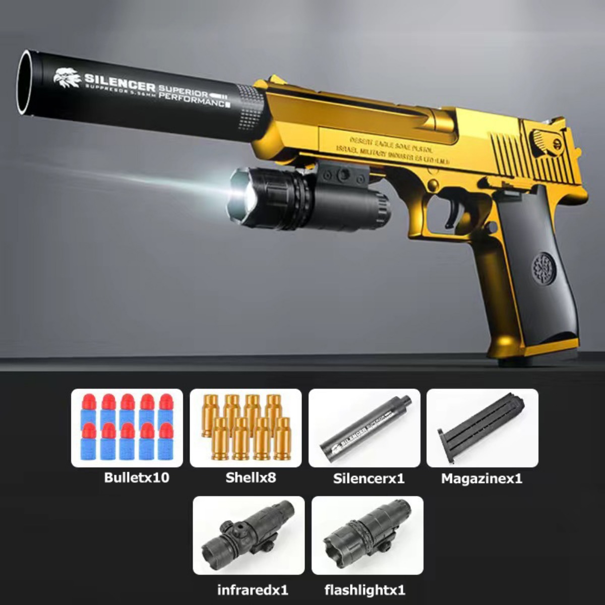 Foam Dart Gun - Pistolet airsoft z wyrzutem naboi, strzelający