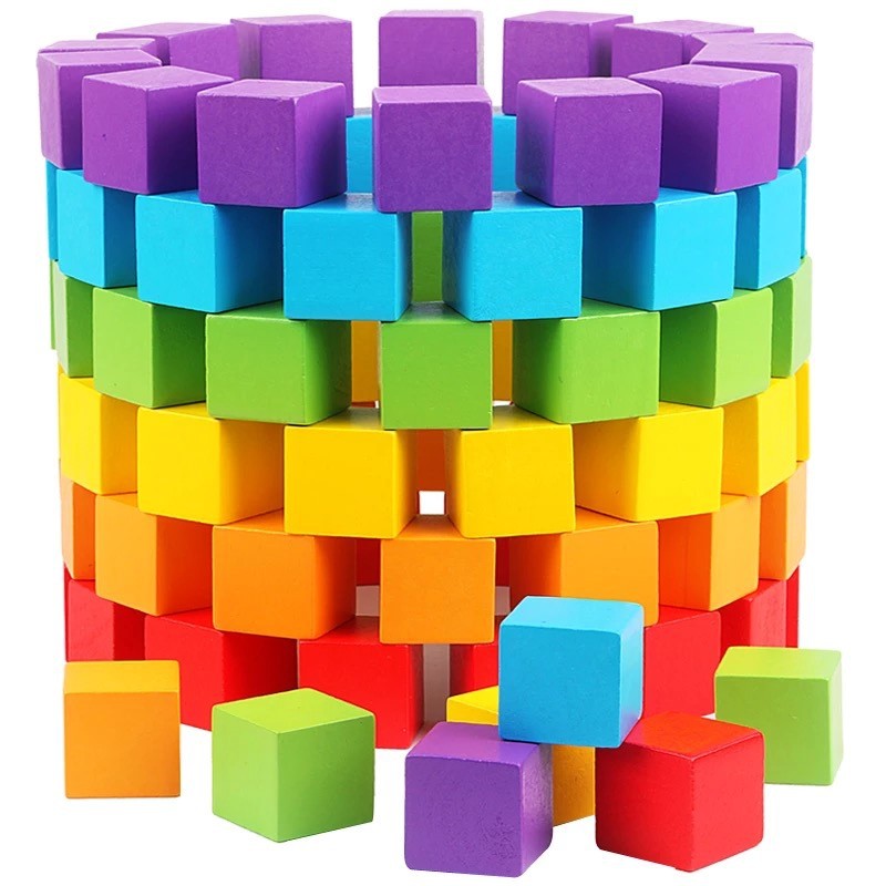 Wooden Blocks Stacking - 30 sztuk/partia 2X2CM Drewniane Kolorowe Kostki