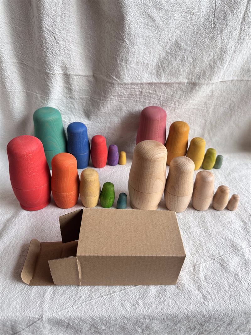 Wooden Blocks Stacking - Drewniane zabawki dla dzieci bukowa tęcza