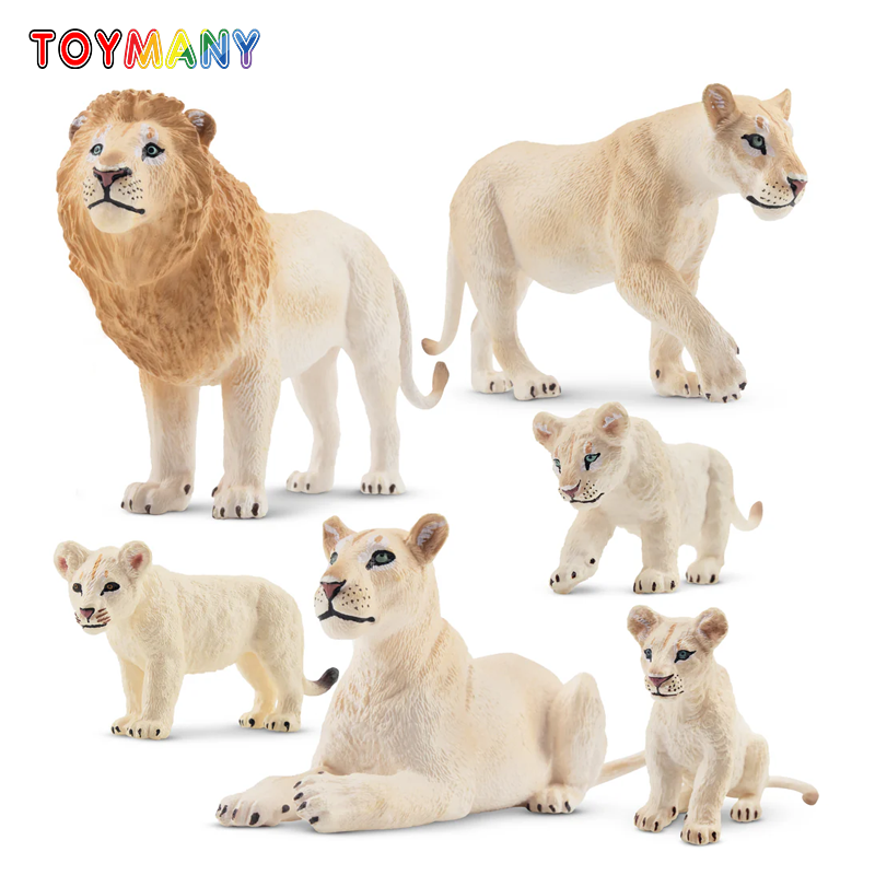 Kids Toys Latest - 6 sztuk imitacja białego lwa rodzina