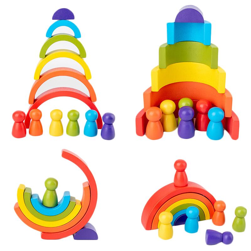 Drewniana zabawka tęczowa dla  – Wooden Blocks Stacking recenzja i cena
