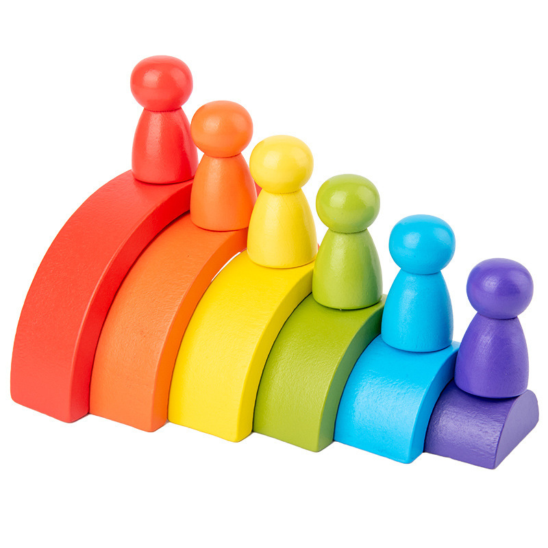 Drewniana zabawka tęczowa dla  – Wooden Blocks Stacking recenzja i cena