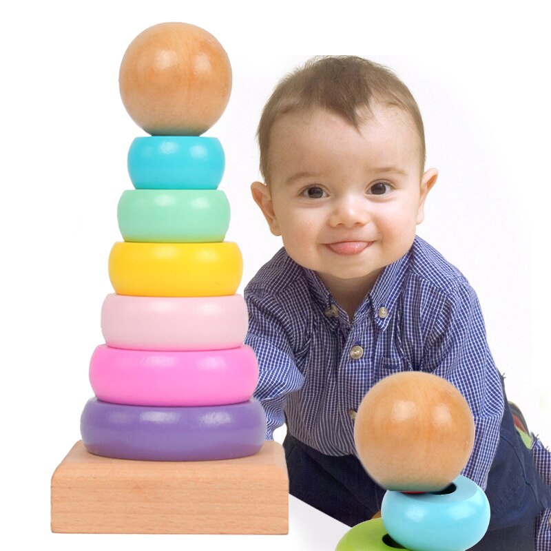Dzieci tęczowa wieża okucie dr – Wooden Blocks Stacking recenzja i cena