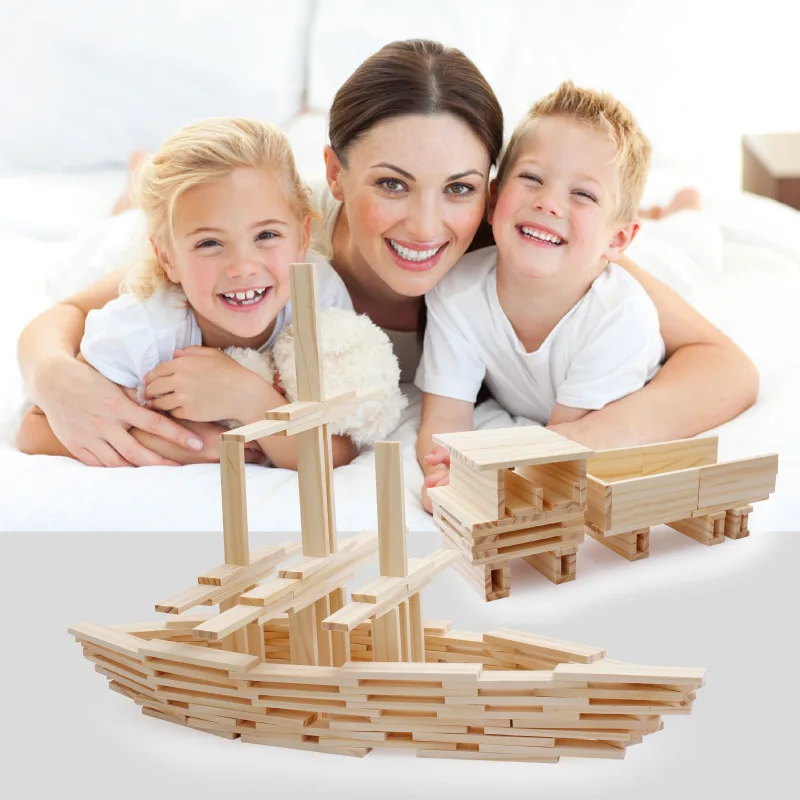 100 SZTUK Klasyczny Drewniany  – Wooden Blocks Stacking recenzja i cena